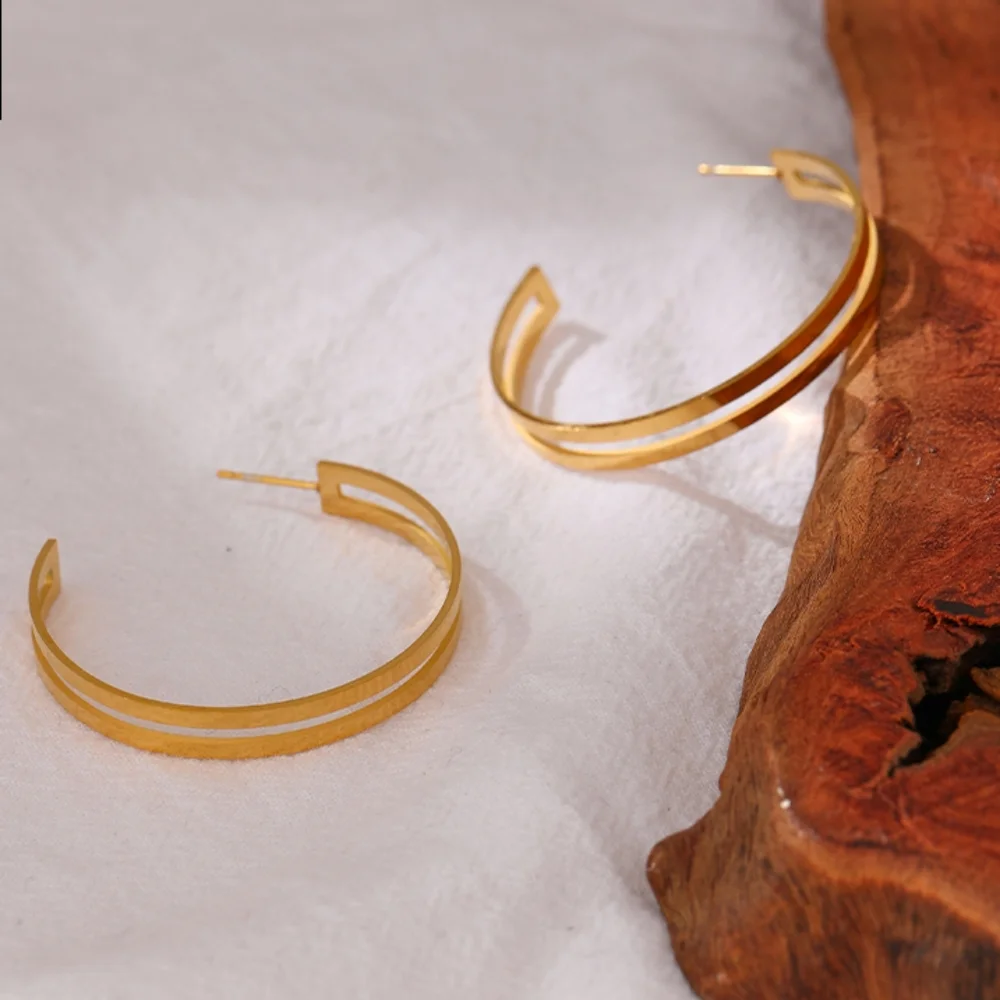 Stylish Round Hoop Earrings - Picture 3 of 5